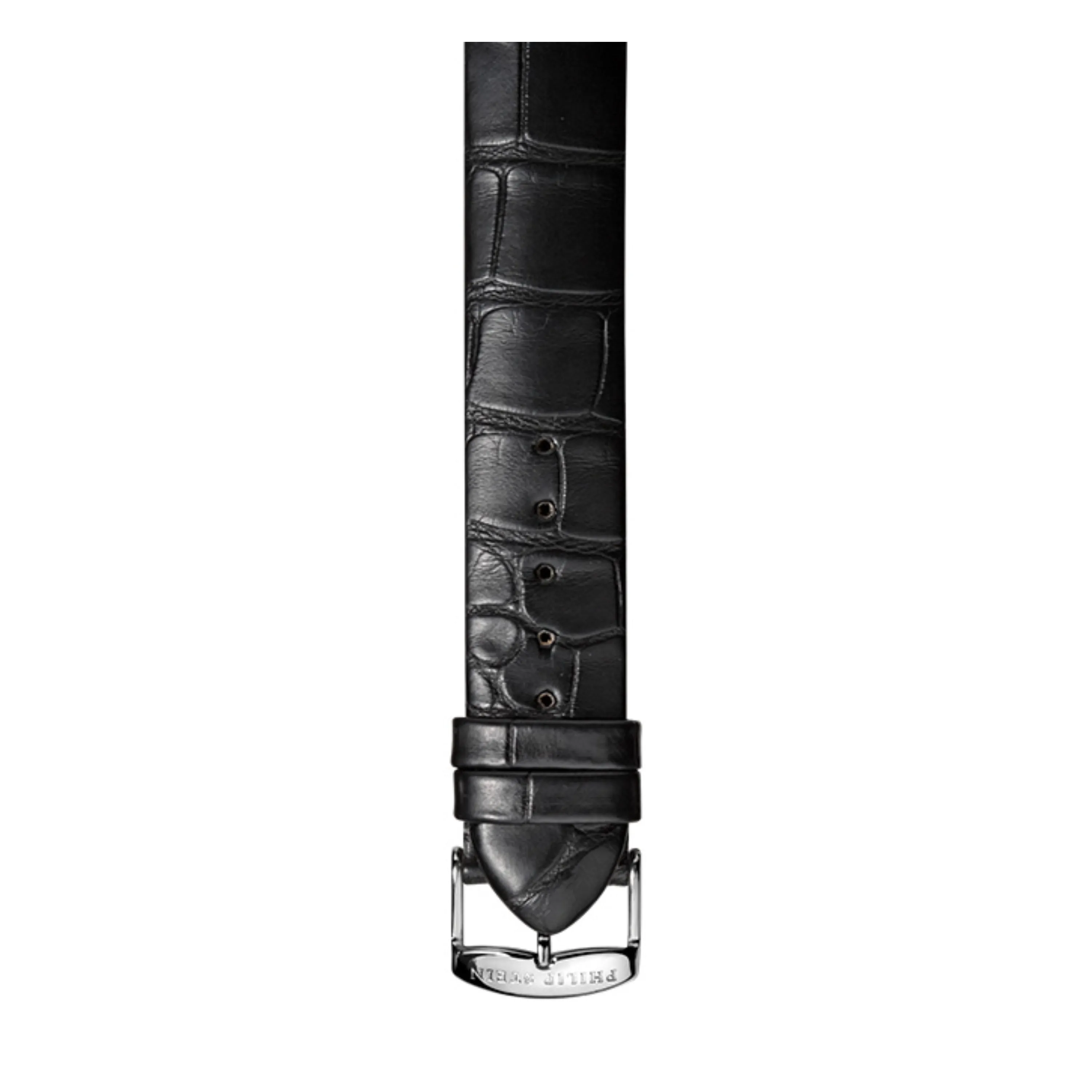PHILIP STEIN Signature Black Alligator-print Strap Size 2