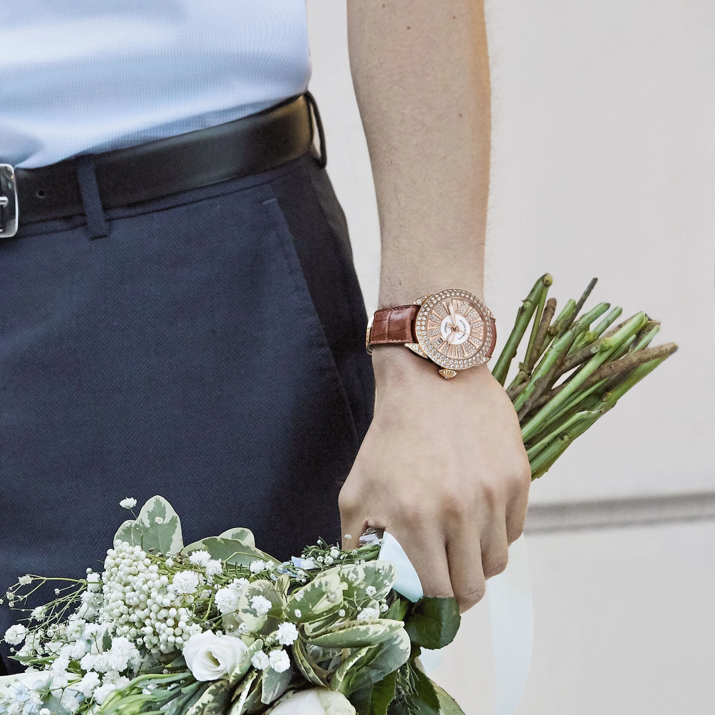 Piccadilly 40 Luxury Diamond Watch for Men & Women - 40 mm Rose Gold - Backes & Strauss