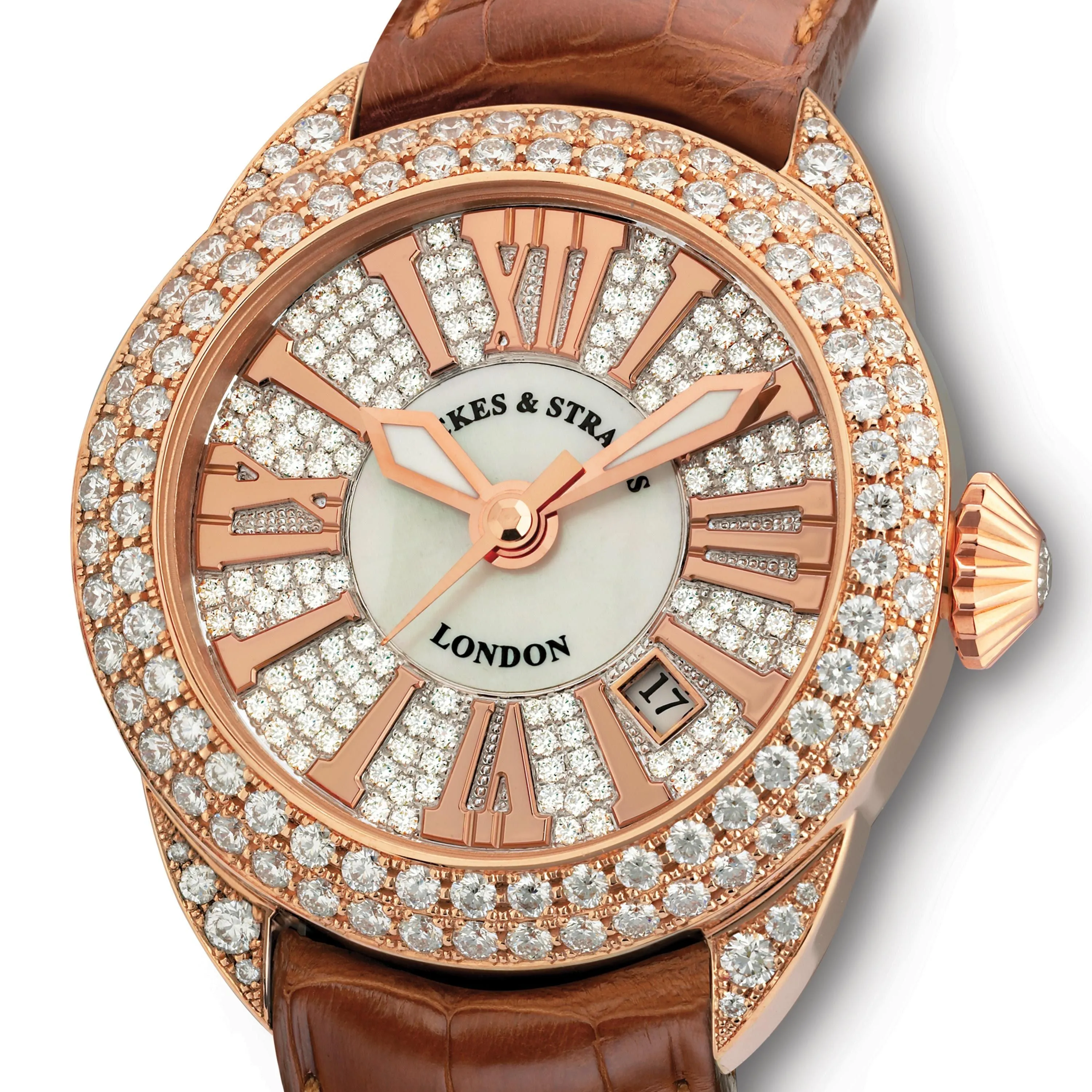 Piccadilly 40 Luxury Diamond Watch for Men & Women - 40 mm Rose Gold - Backes & Strauss