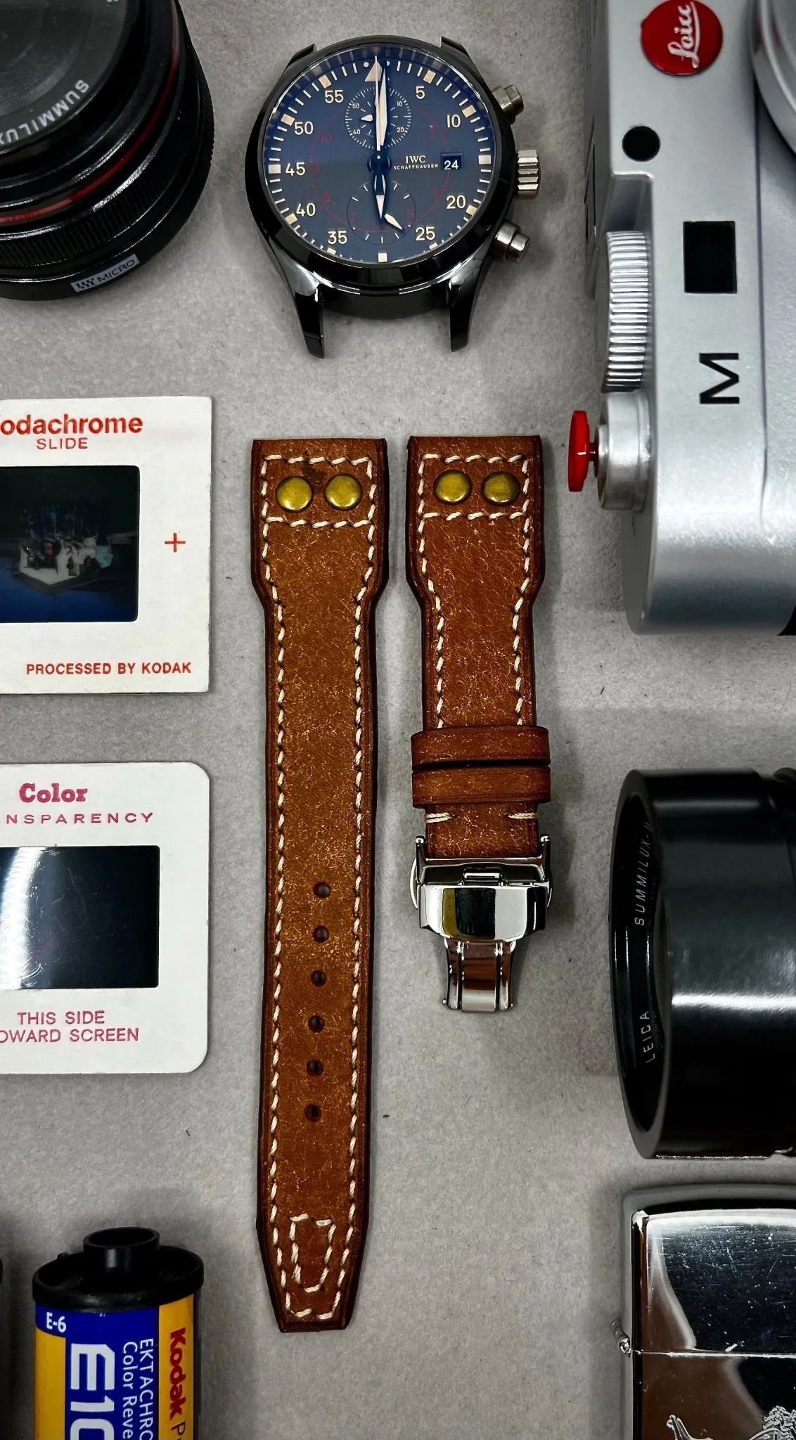 Pilot Watch Band, Leather Watch Strap 22mm, Handmade Vintage Aviator Watches Band, Brown Wristwatch band with deployant Clasp, Valentines Day Gift