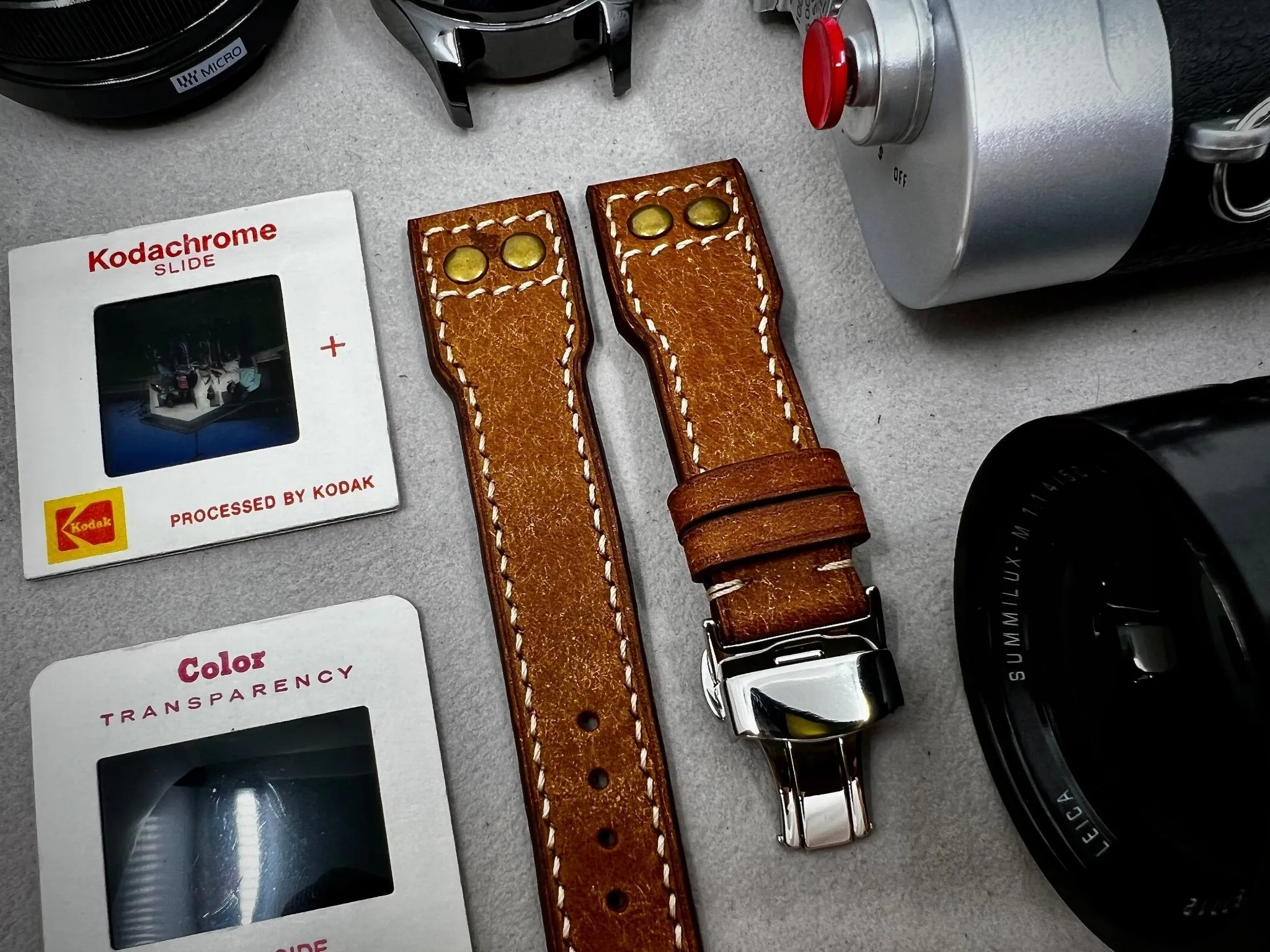 Pilot Watch Band, Leather Watch Strap 22mm, Handmade Vintage Aviator Watches Band, Brown Wristwatch band with deployant Clasp, Valentines Day Gift