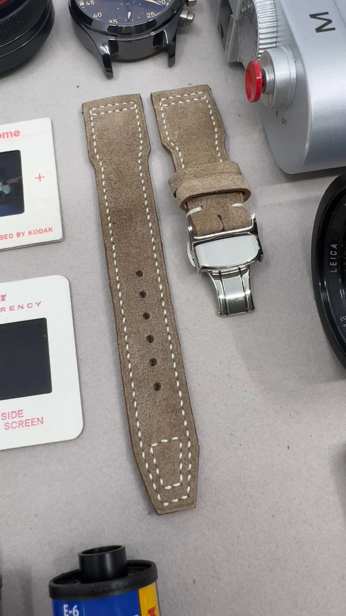 Pilot Watch Strap 20mm, Leder Uhrenarmband, Beige Big Pilot Suede Watch Band 22mm, Mens Pilot Style Aviation Wrist Watch Band 20mm