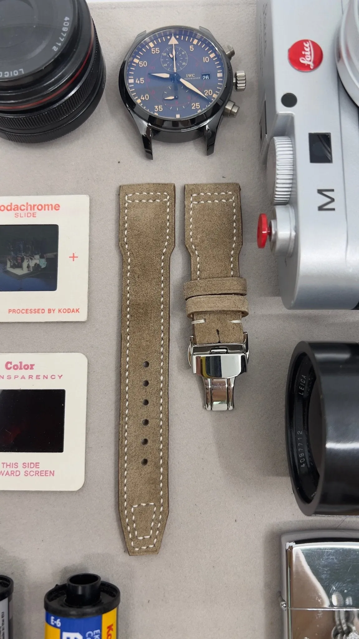 Pilot Watch Strap 20mm, Leder Uhrenarmband, Beige Big Pilot Suede Watch Band 22mm, Mens Pilot Style Aviation Wrist Watch Band 20mm