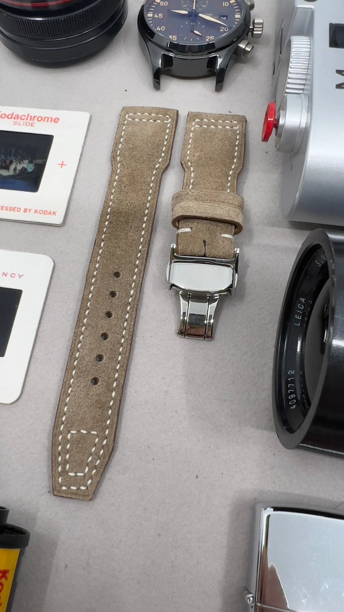 Pilot Watch Strap 20mm, Leder Uhrenarmband, Beige Big Pilot Suede Watch Band 22mm, Mens Pilot Style Aviation Wrist Watch Band 20mm