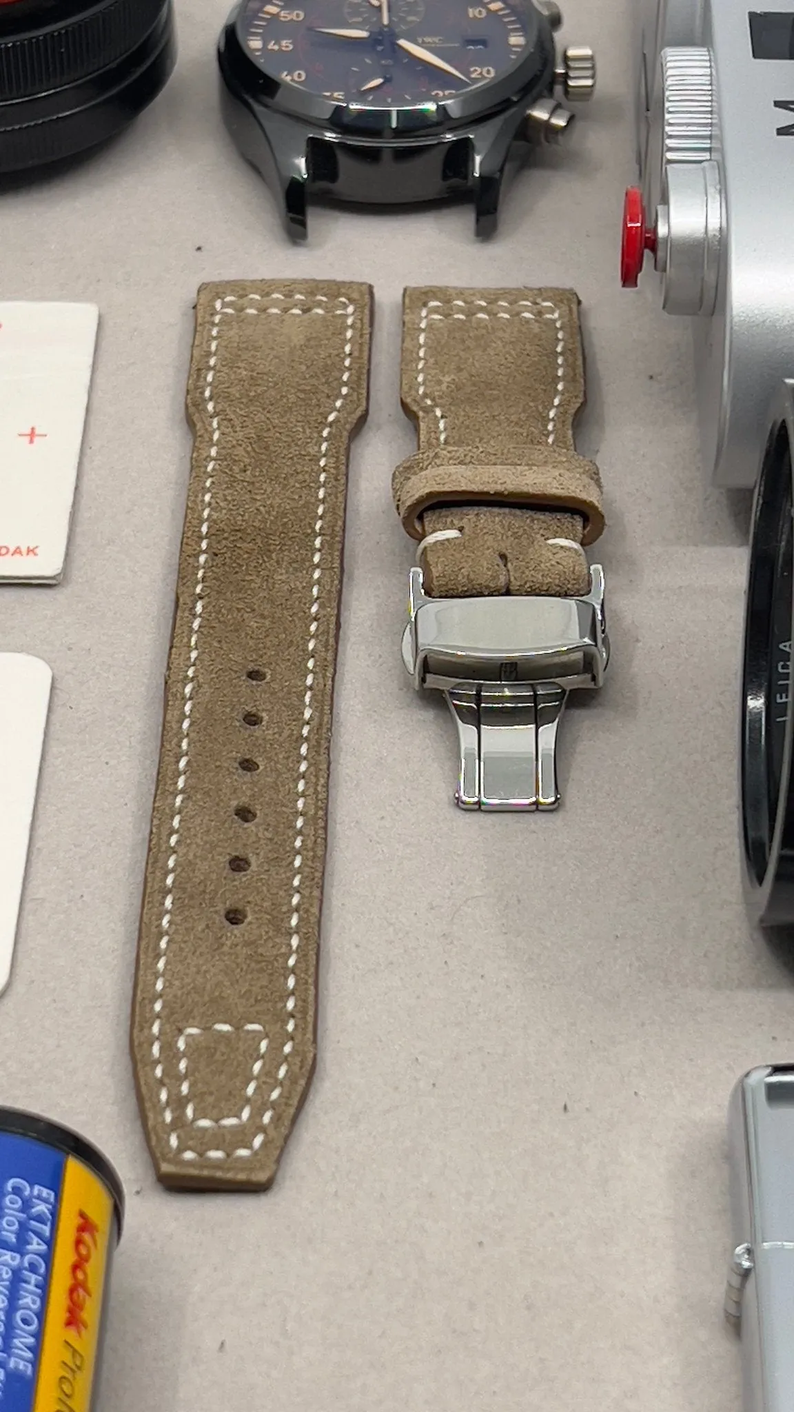 Pilot Watch Strap 20mm, Leder Uhrenarmband, Beige Big Pilot Suede Watch Band 22mm, Mens Pilot Style Aviation Wrist Watch Band 20mm