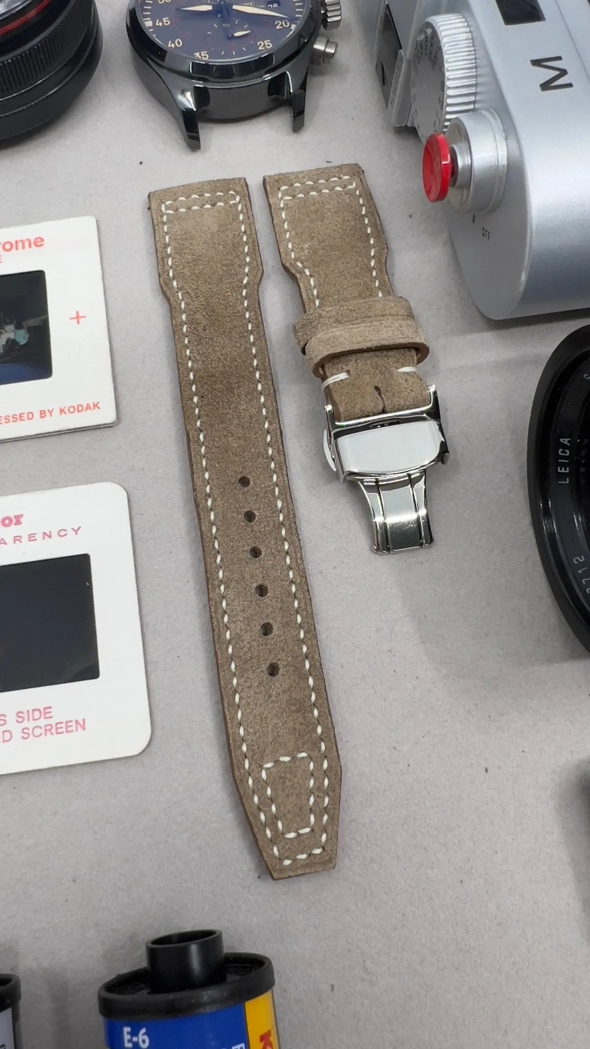 Pilot Watch Strap 20mm, Leder Uhrenarmband, Beige Big Pilot Suede Watch Band 22mm, Mens Pilot Style Aviation Wrist Watch Band 20mm