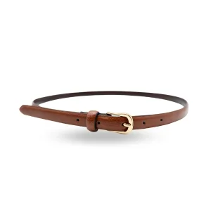 PIPER - Women's Tan Genuine Leather Skinny Belt