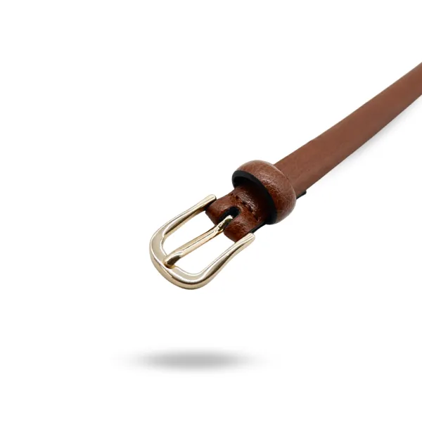 PIPER - Women's Tan Genuine Leather Skinny Belt