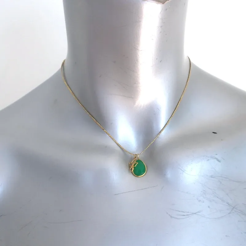 Pippa Small Chrysoprase and 18k Gold Pendant on Cord Necklace