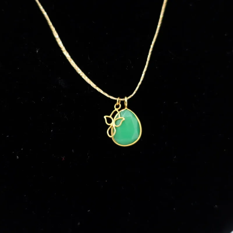 Pippa Small Chrysoprase and 18k Gold Pendant on Cord Necklace