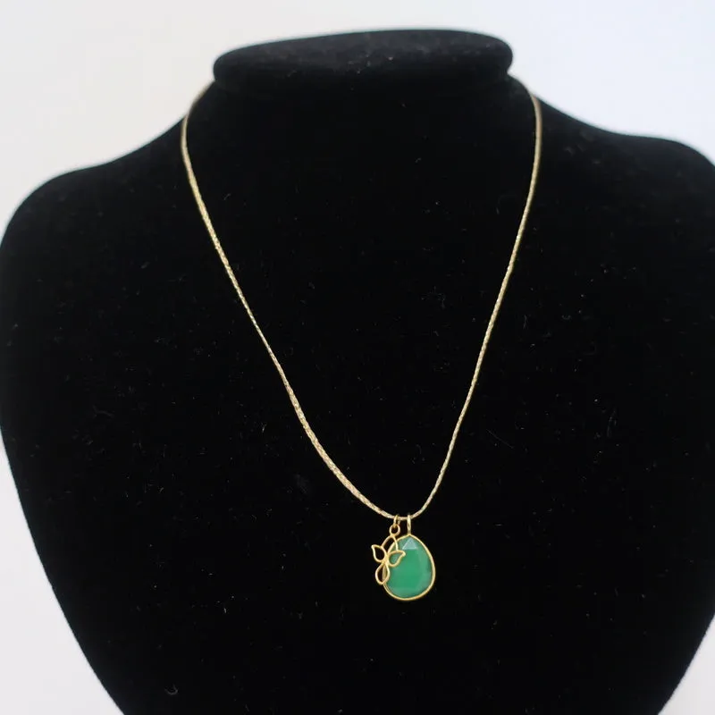 Pippa Small Chrysoprase and 18k Gold Pendant on Cord Necklace