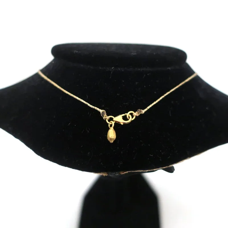 Pippa Small Opal Gemstone and 18k Gold Flower Pendant on Cord Necklace