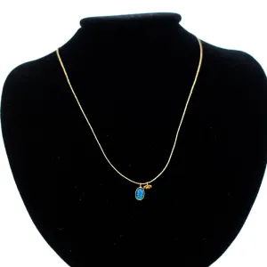 Pippa Small Opal Gemstone and 18k Gold Flower Pendant on Cord Necklace