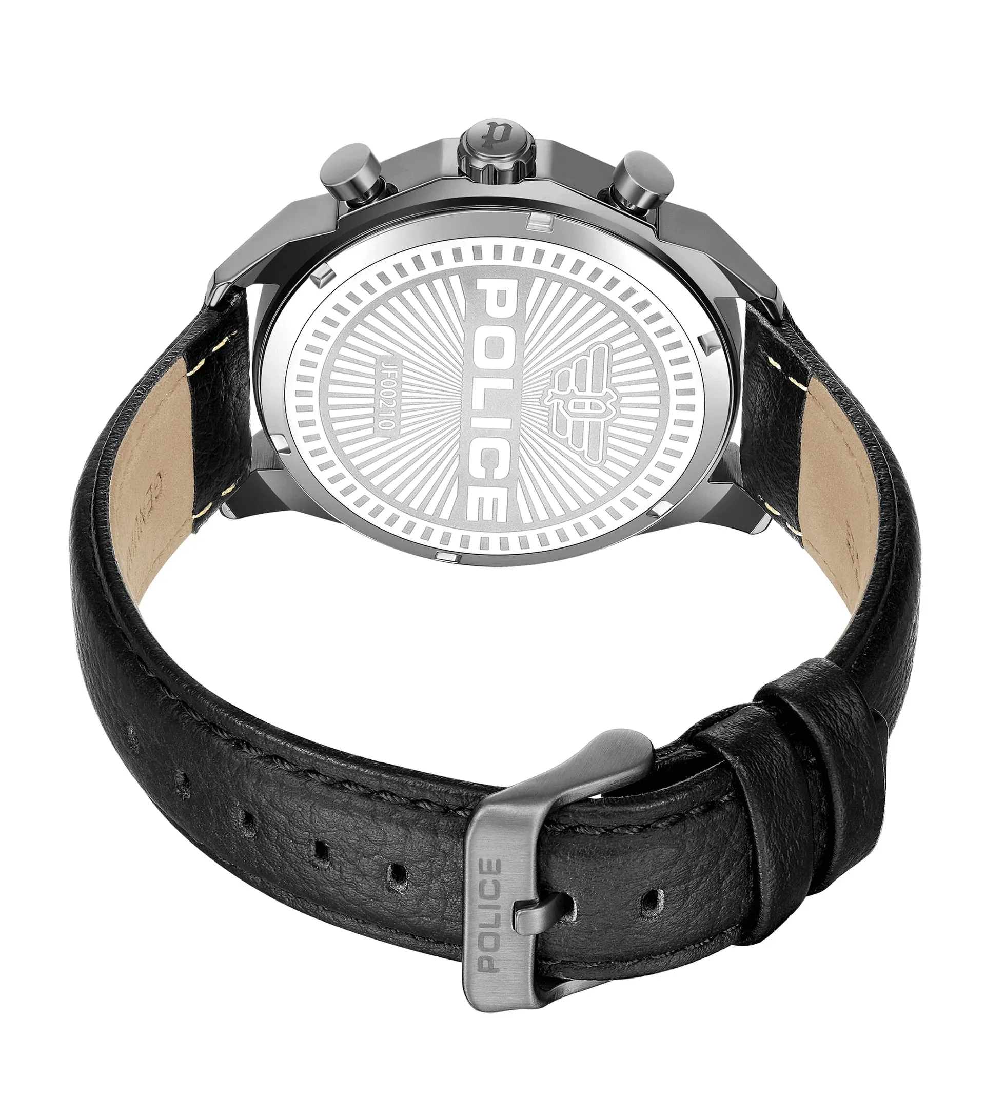 Police Rangy Gents Black Dial Black Leather Strap Watch