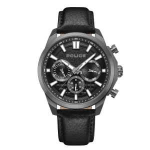 Police Rangy Gents Black Dial Black Leather Strap Watch