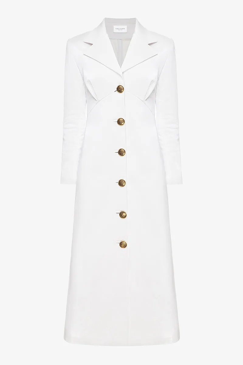 Polished Vegan Leather Coat Dress