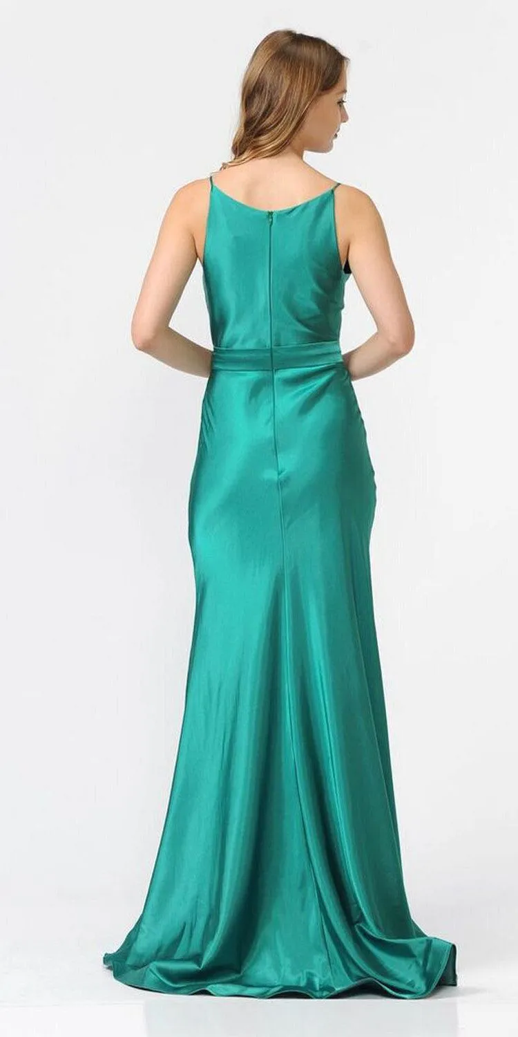 Poly USA 9028 V-Neck Long Dress with Spaghetti Strap