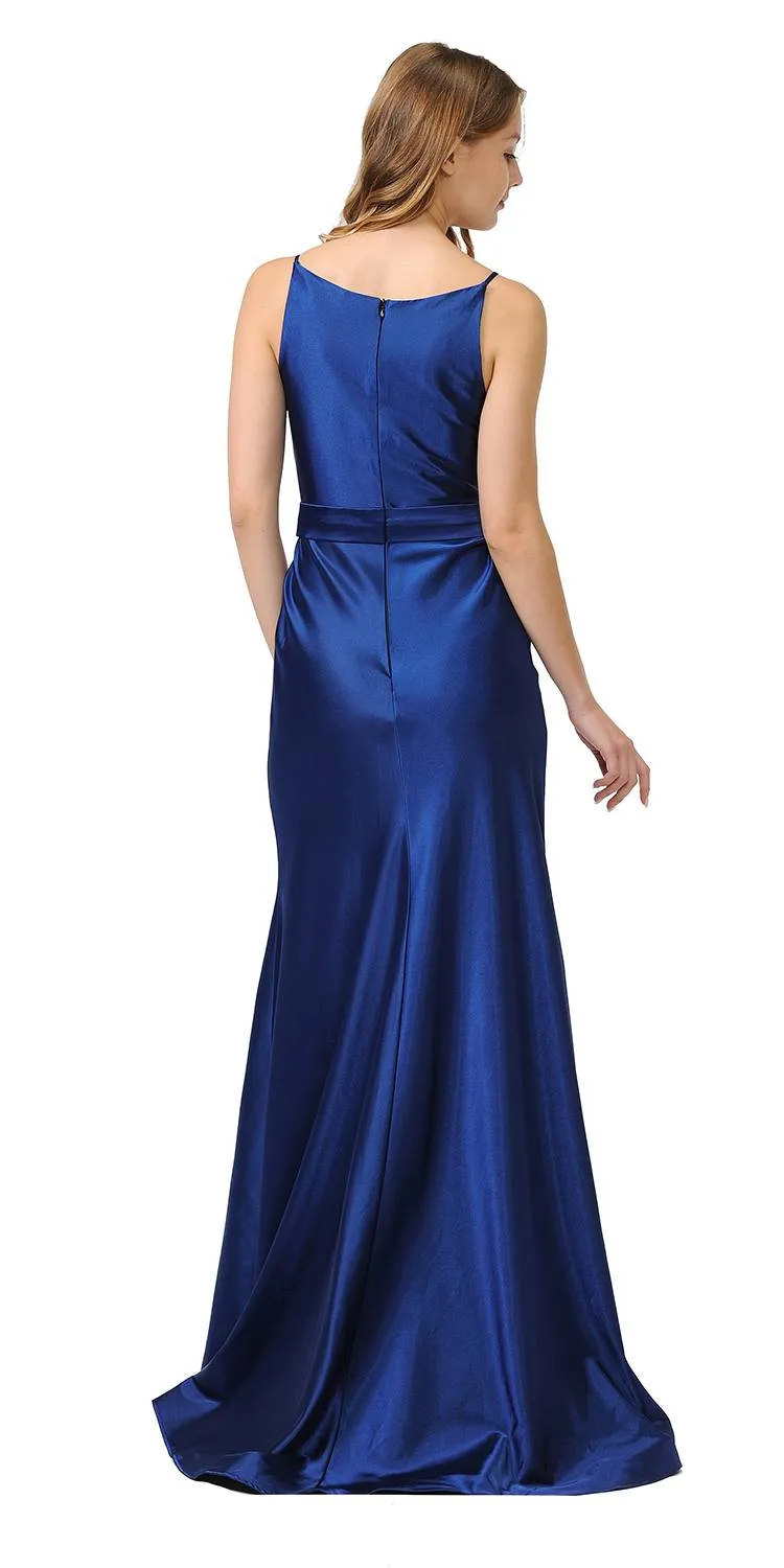 Poly USA 9028 V-Neck Long Dress with Spaghetti Strap