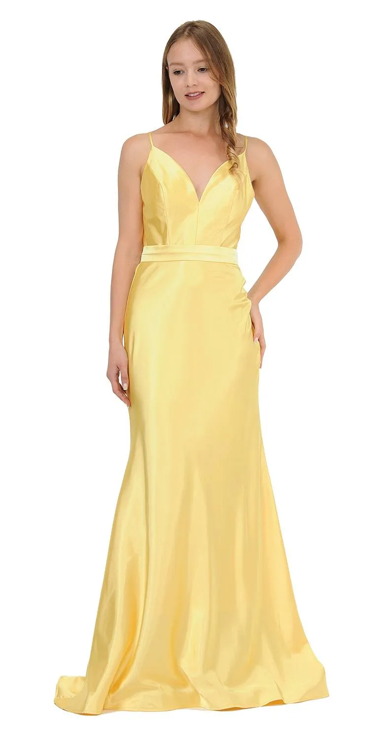 Poly USA 9028 V-Neck Long Dress with Spaghetti Strap