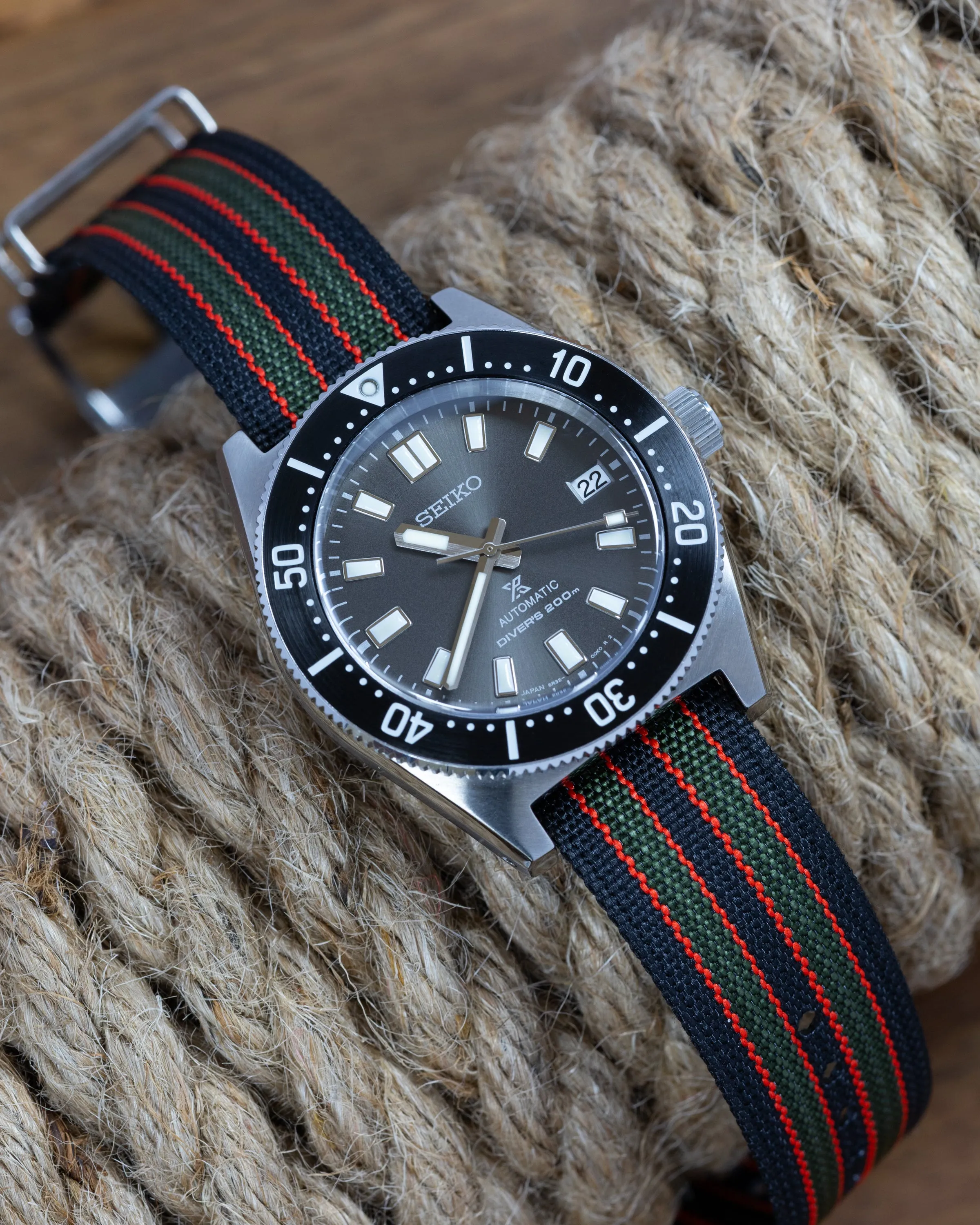 Premium Nylon Braided Ribbed Single Pass Watch Strap - Goldfinger