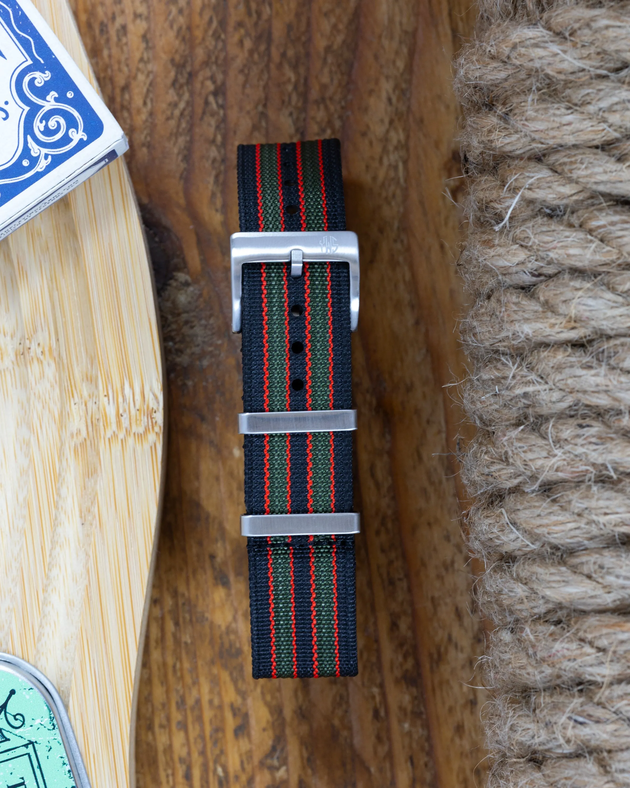 Premium Nylon Braided Ribbed Single Pass Watch Strap - Goldfinger
