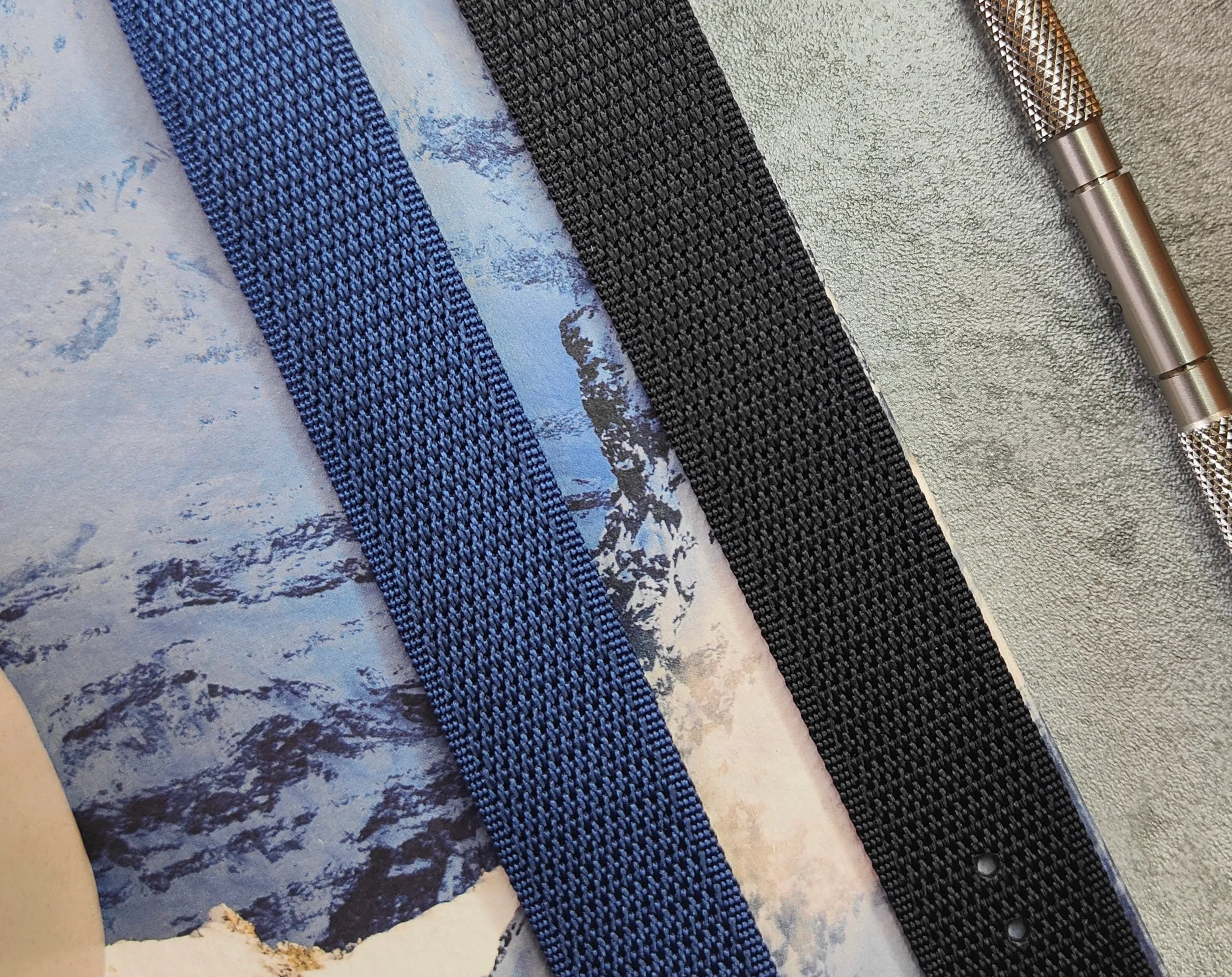 Premium Nylon Honeycomb Weave Single Pass Watch Strap Deep Black