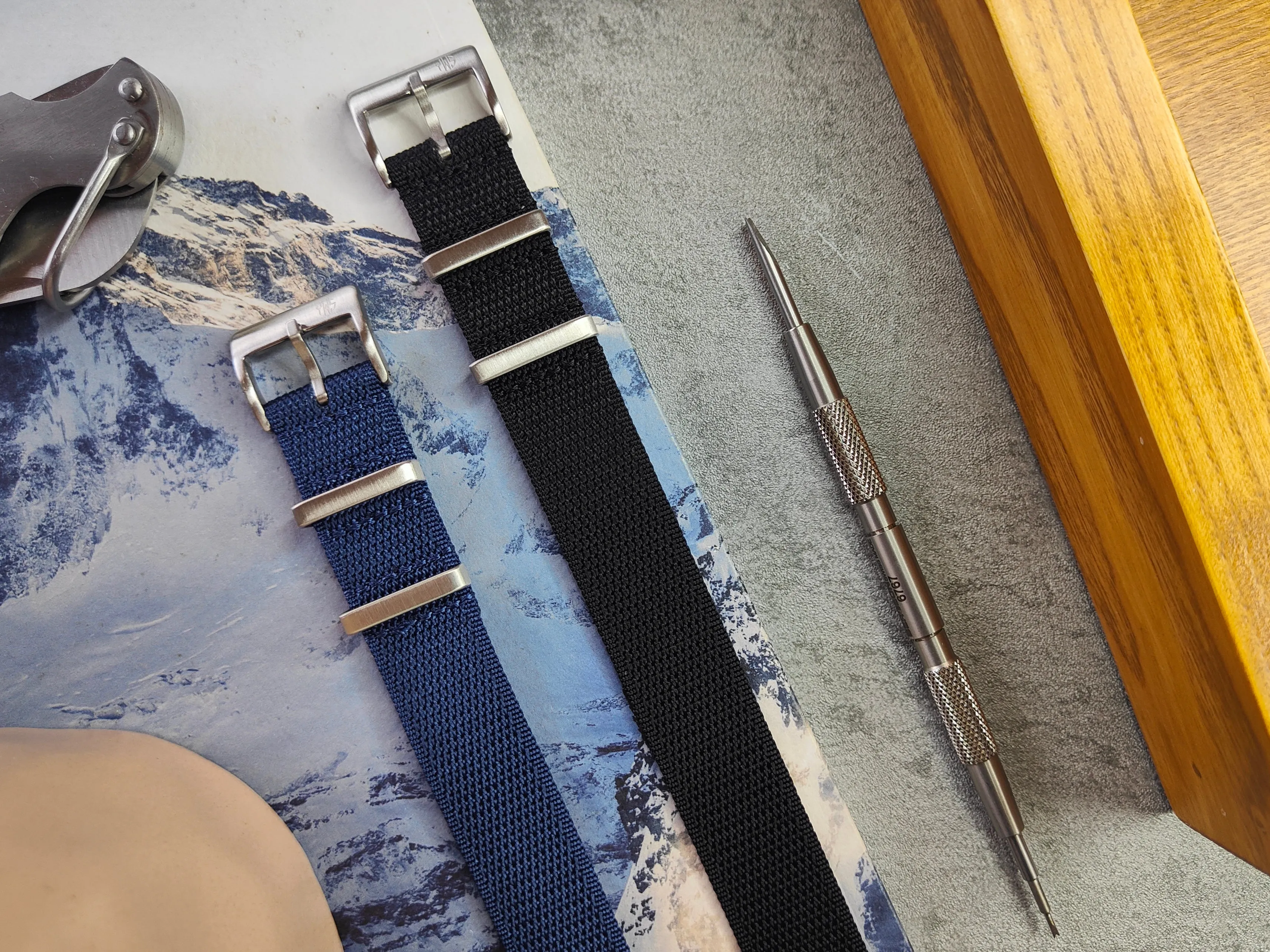 Premium Nylon Honeycomb Weave Single Pass Watch Strap Deep Black