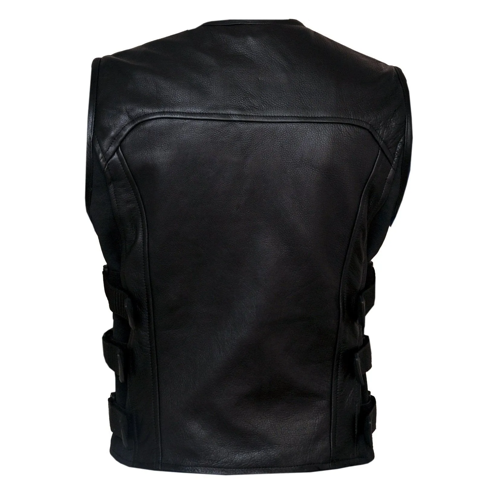 Premium Perforated Leather Motorcycle SWAT Vest Waistcoat