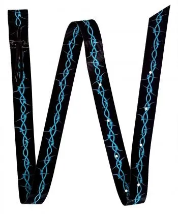 Premium Quality Black Nylon w/ Teal Barbwire Latigo