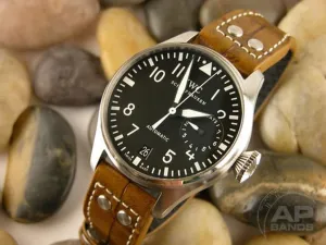 Prototipo Capolavoro Vintage Caramel Alligator Leather Tang Strap For IWC Big Pilot, Stowa, Debaufre