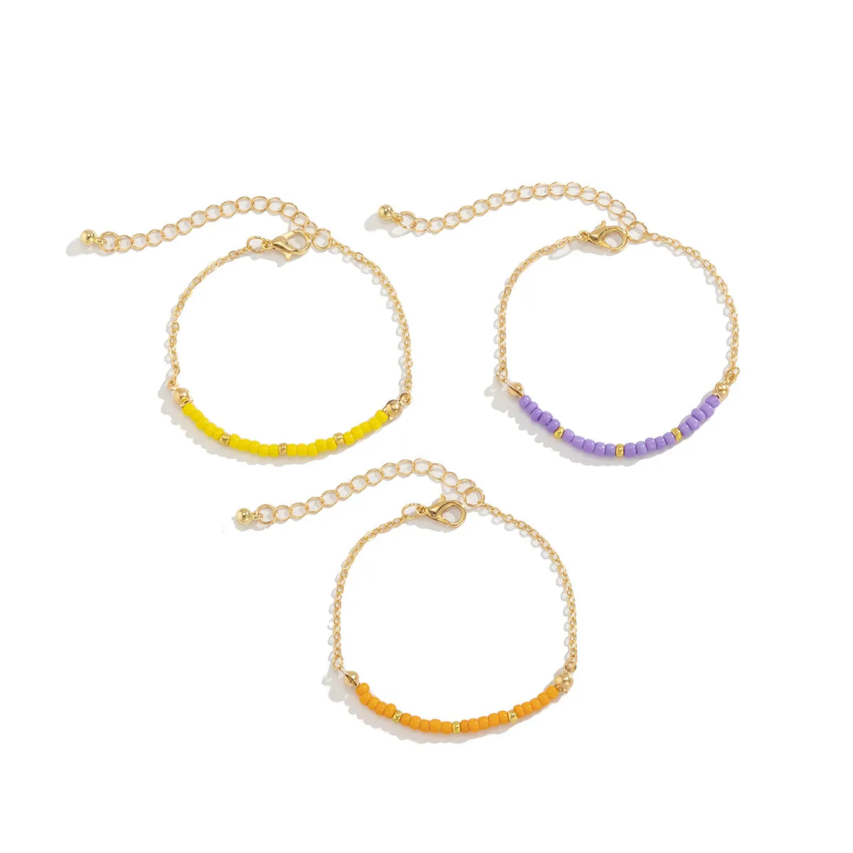 Purple & Yellow Howlite Beaded Bracelet Set