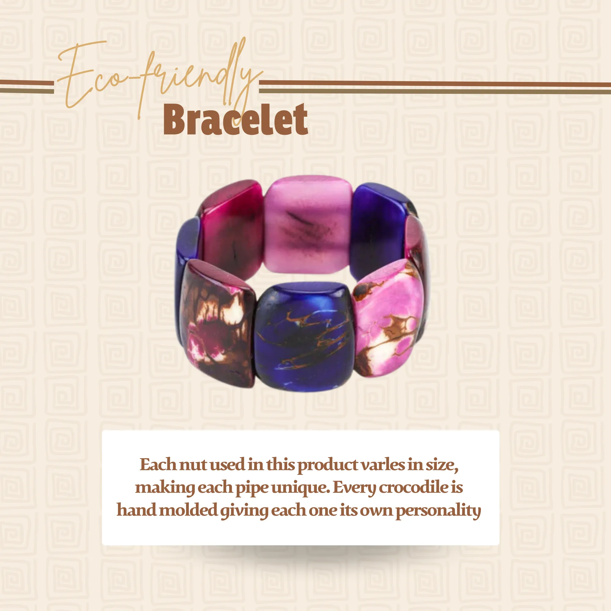 Purple Tagua Bead Bracelet