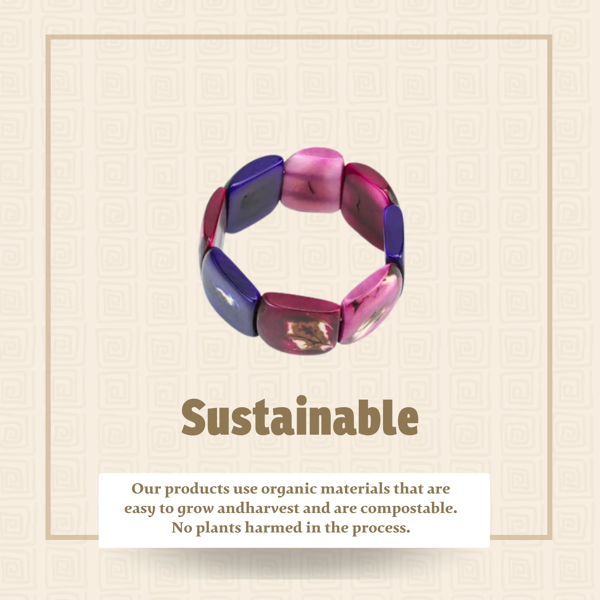 Purple Tagua Bead Bracelet
