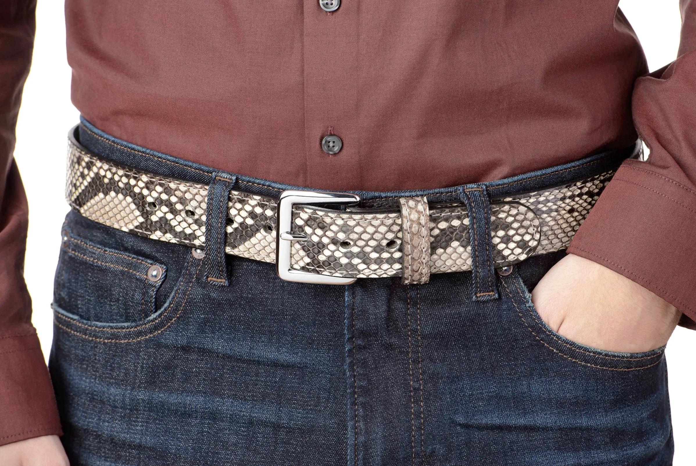 Python Snakeskin Money Belt With 25" Zipper