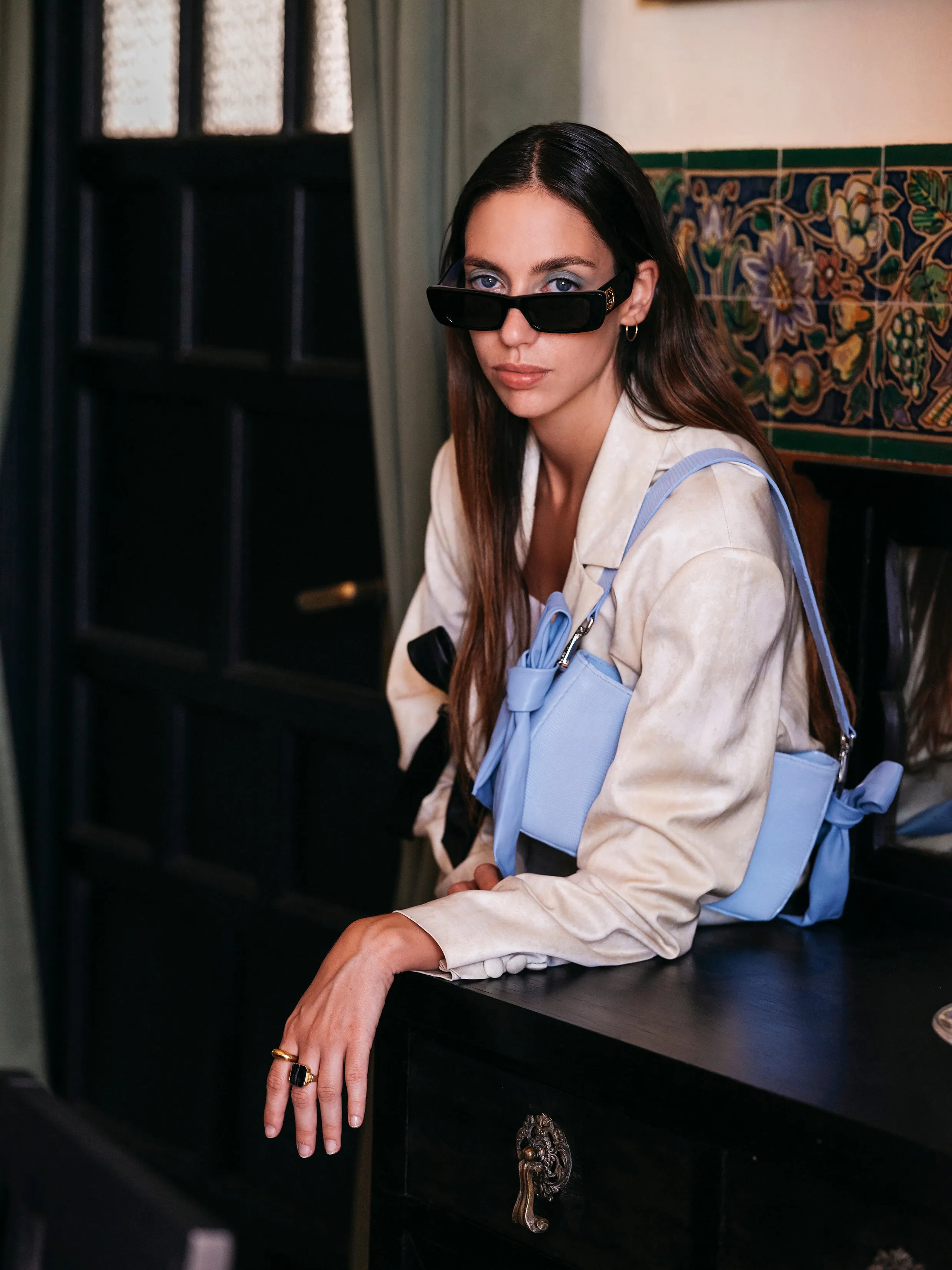 QUERIDA SHOULDER BAG WITH KNOTS BLACK