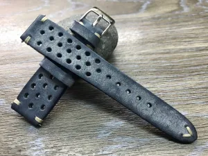 Racing & Rally Watch straps, 18mm Distress Blue Leather Watch strap, 19mm, 20mm watch band, Leather watch band for Rolex, Omega