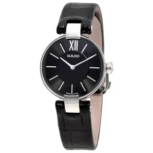 Rado Coupole Black Dial Black Alligator Leather Ladies Watch R22854155