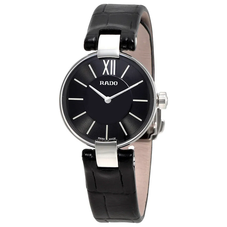 Rado Coupole Black Dial Black Alligator Leather Ladies Watch R22854155