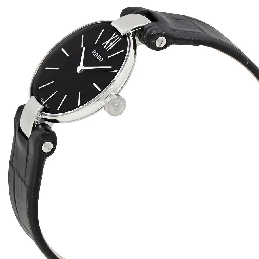 Rado Coupole Black Dial Black Alligator Leather Ladies Watch R22854155