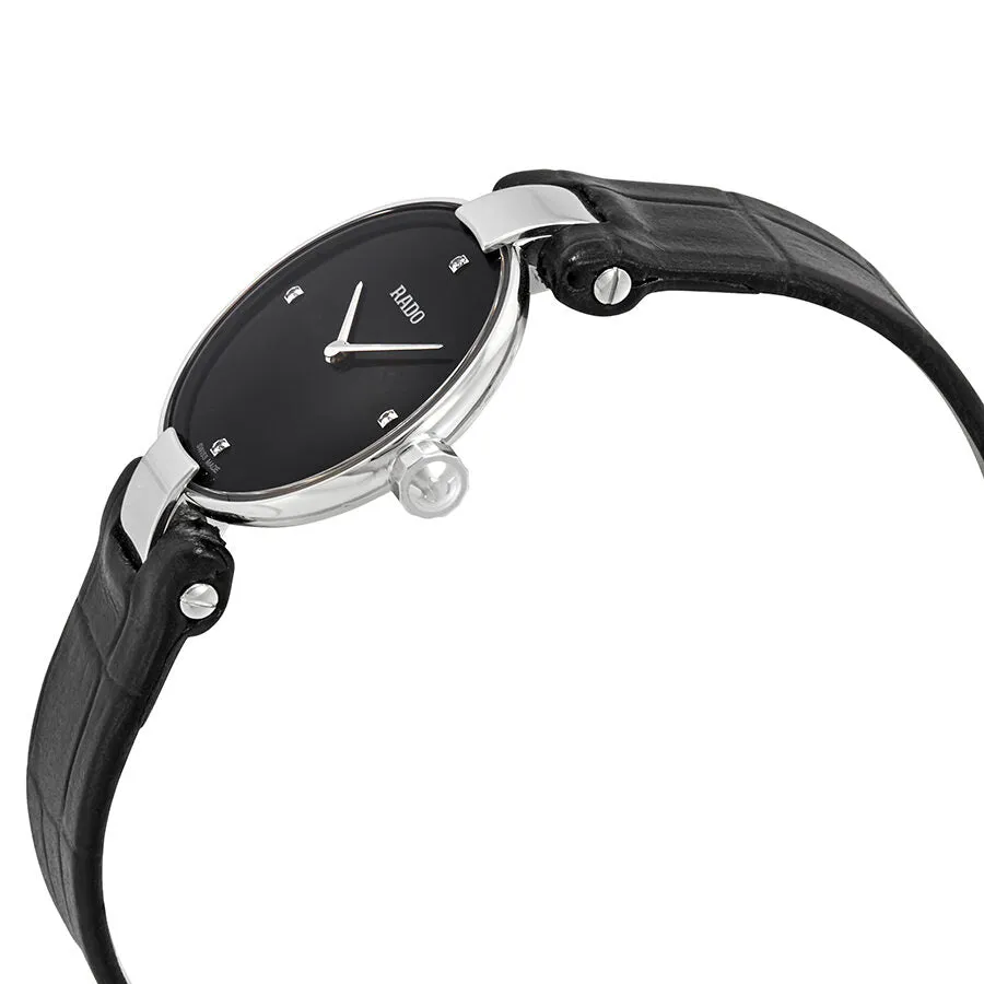 Rado Coupole Quartz Black Dial Black Leather Ladies Watch R22854705
