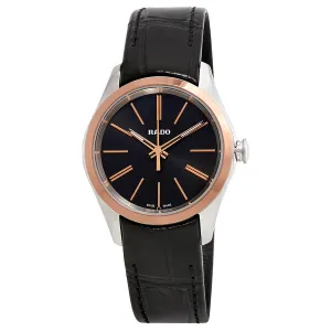 Rado Hyperchrome S Black Sunburst Black Leather Ladies Watch R32976155