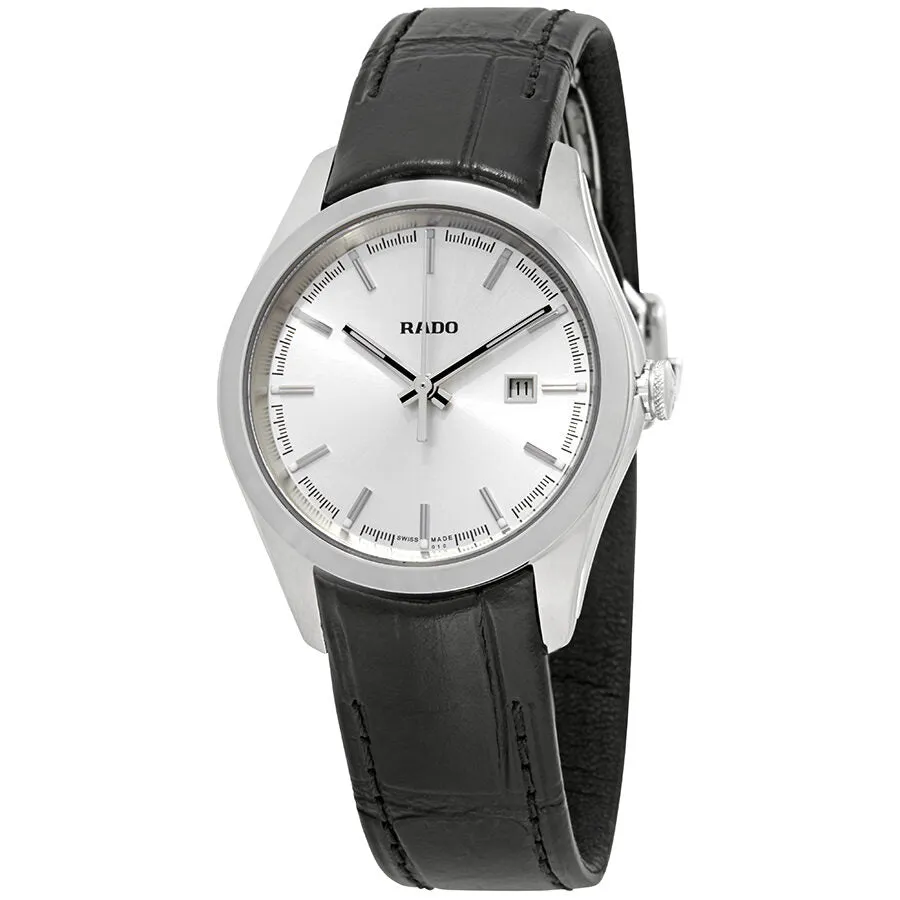 Rado HyperChrome Silver Dial Black Leather Ladies Watch R32110105
