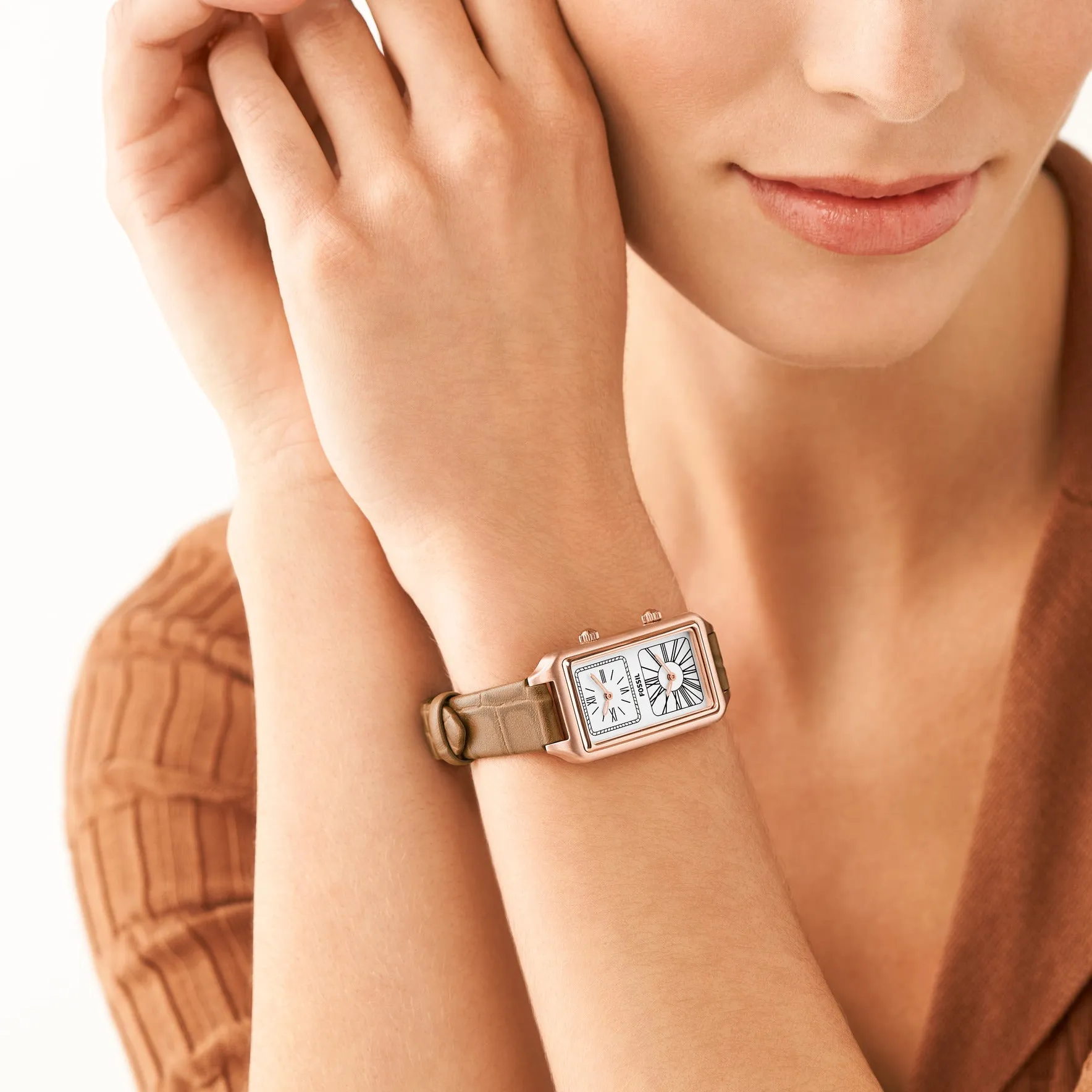 Raquel Dual Time Brown Sugar Eco Leather Watch