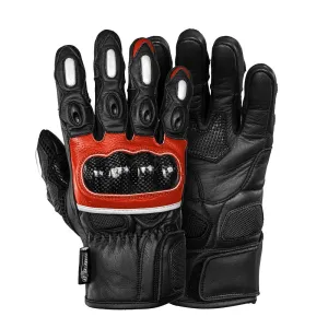Raven Carbon Racer Red Motorcycle Leather Gloves