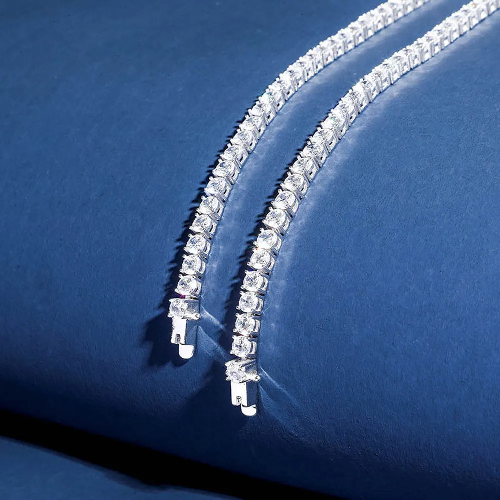 Real Solid 925 Sterling Silver Bracelets Cubic Zirconia Tennis Chain Fashion Jewelry 7" 8"