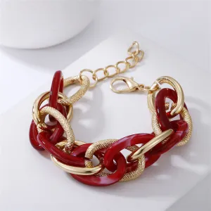 Red Acrylic & 18K Gold-Plated Chain Link Bracelet