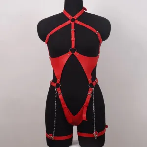 Red leather bondage suit  KF705860