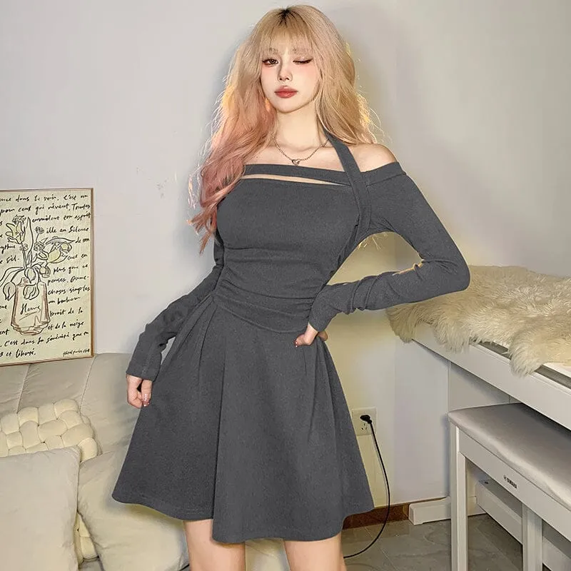 Retro Grey Slim Strap Dress SD02071