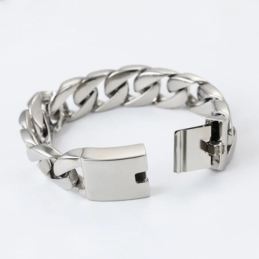Rhodium Plated Chain Men’s Bracelet