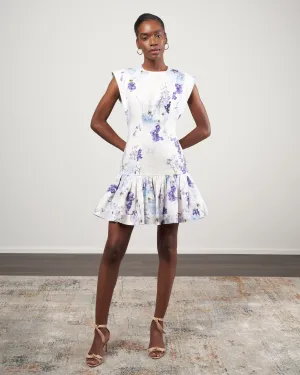 rhythmic flounce short dress - midnight garden